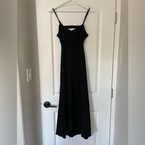 Aritzia Wilfred Size 4, black midi dress, open back strappy
